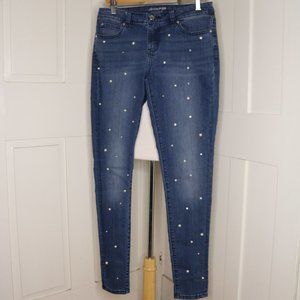 Jennifer Lopez Pearl & Rhinestone Stretch Cotton Skinny Jeans Sz 4